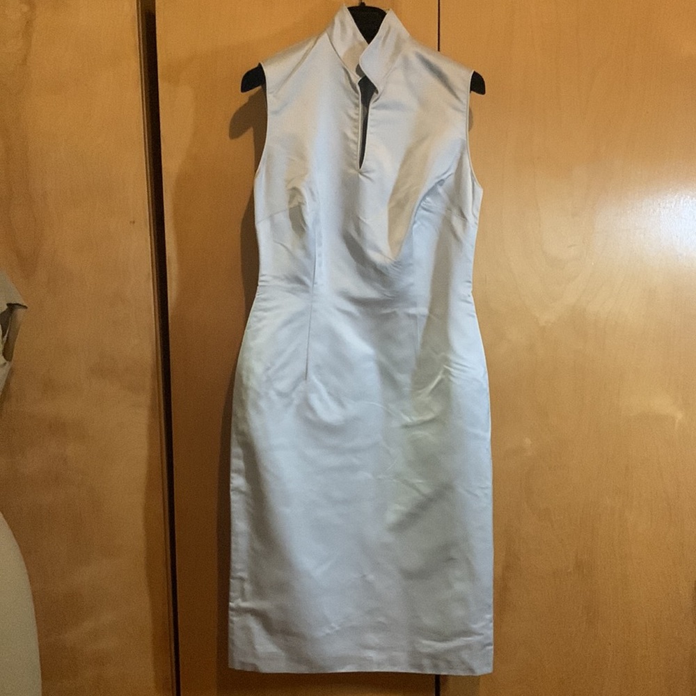 Silk And Rayon Duchess Satin Dress. Very Well Made With Piping Details. View 3